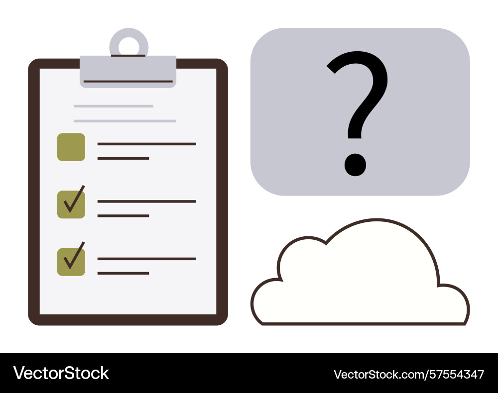 Checklist with question mark and cloud Checklist with question mark and cloud vector image