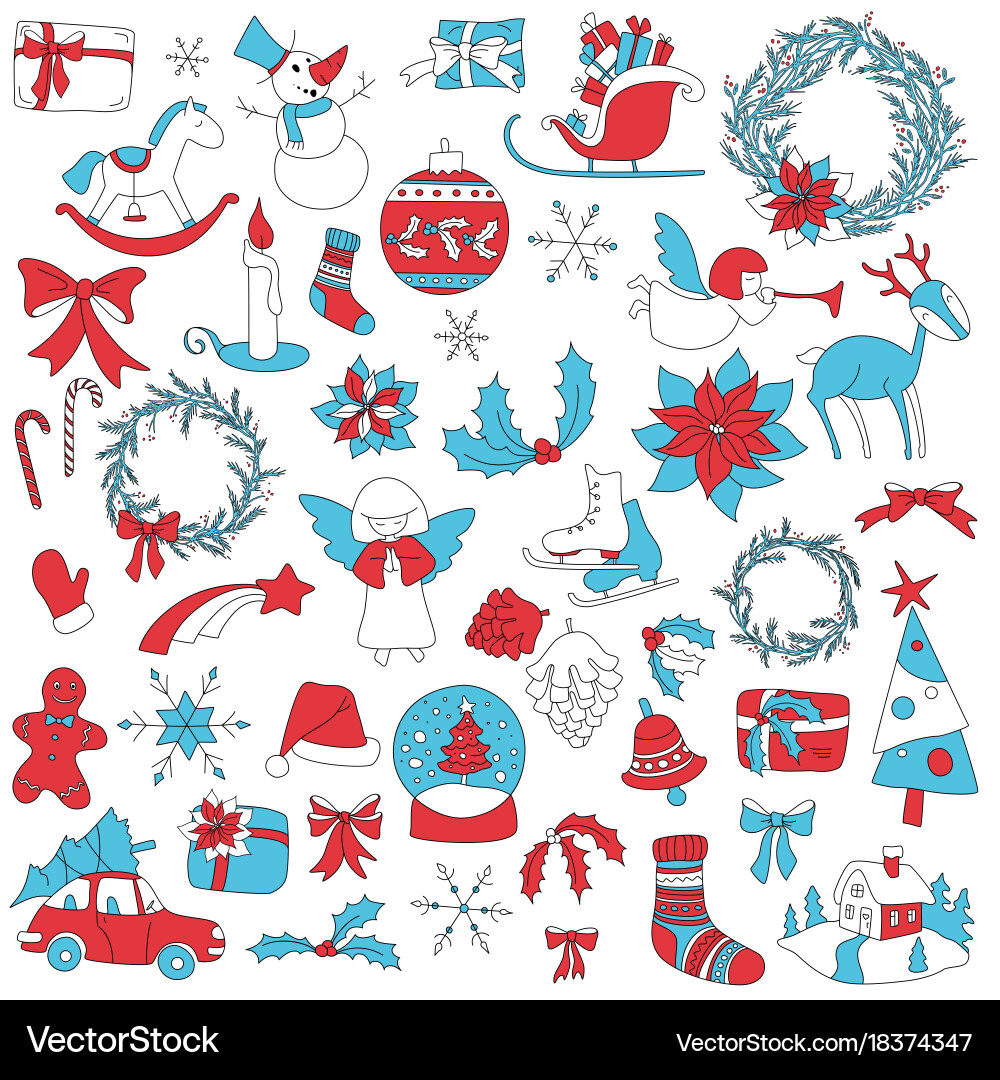 Christmas set icon elements can be used for advent Vector Image