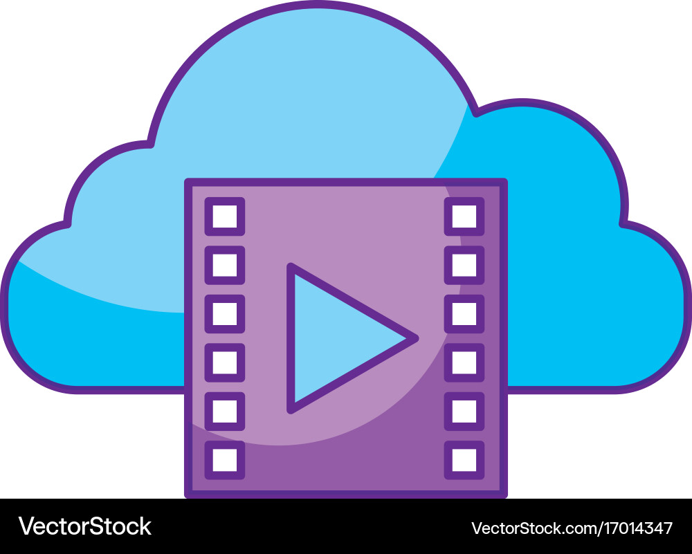 Cloud computing with tape media player isolated Vector Image