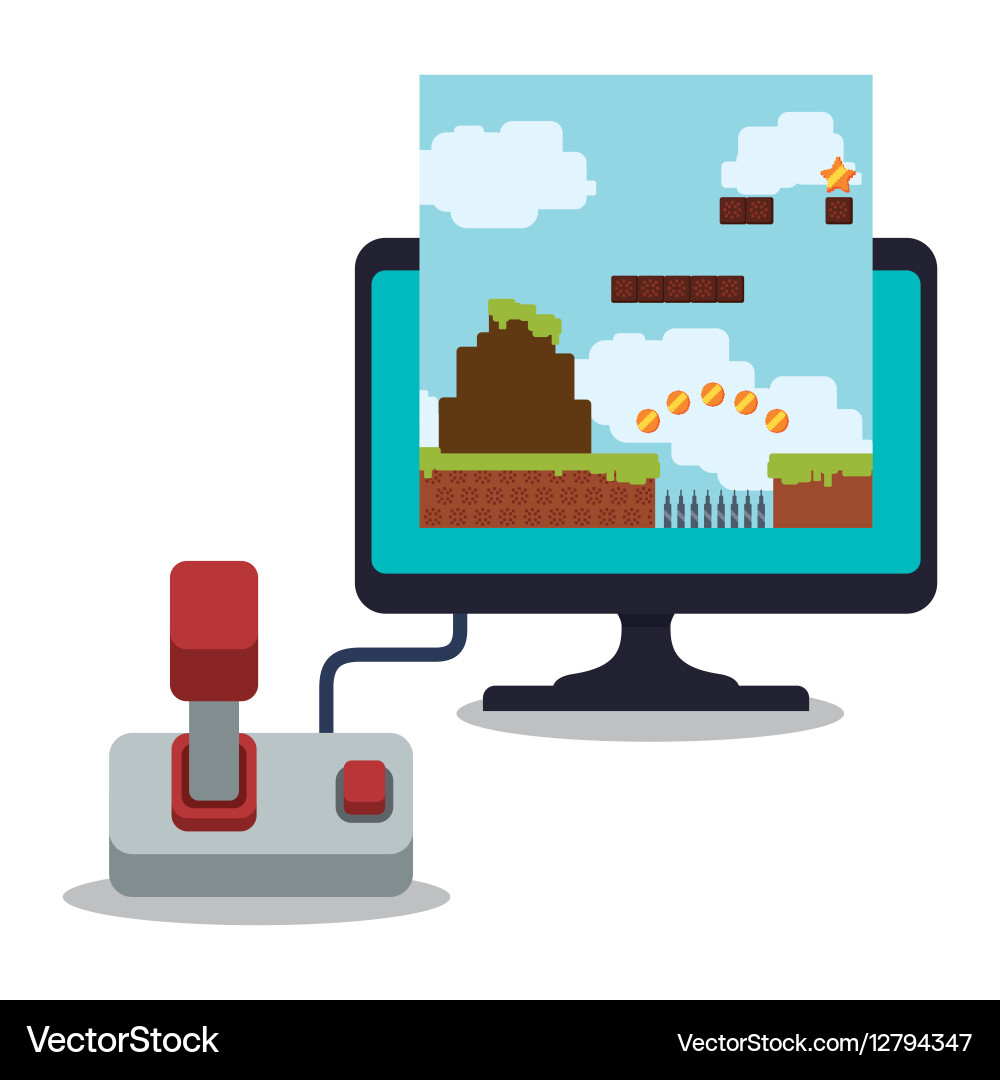 Computer screen controller game online joystick vector image
