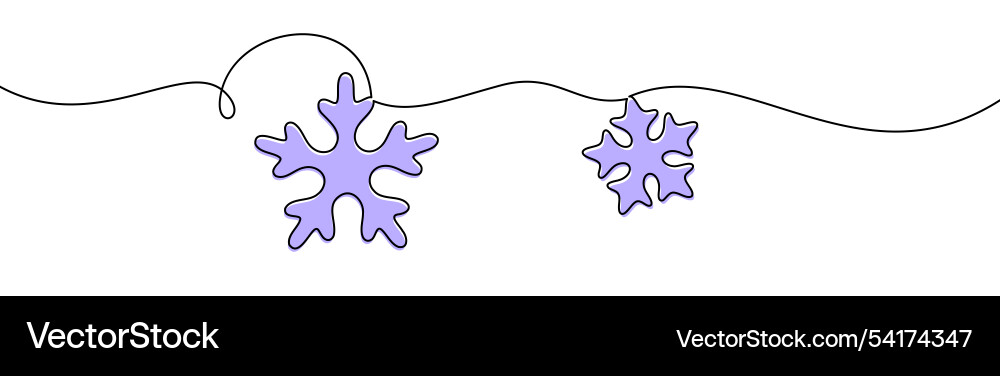 Decorative dual purple snowflakes with flowing Decorative dual purple snowflakes with flowing vector image