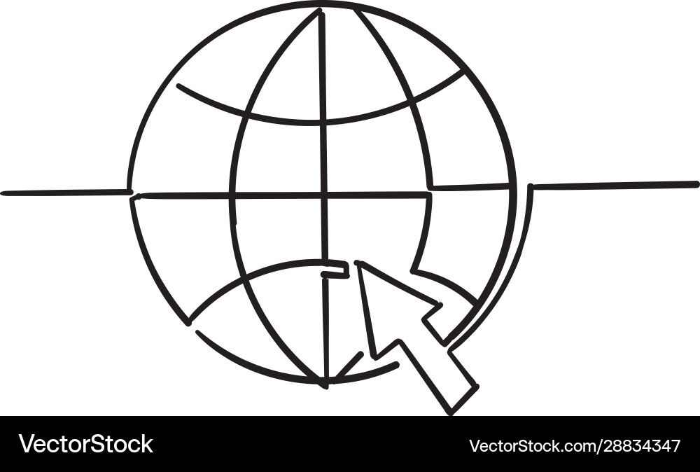 Go to web symbol icon with doodle handdrawn style Go to web symbol icon with doodle handdrawn style vector image