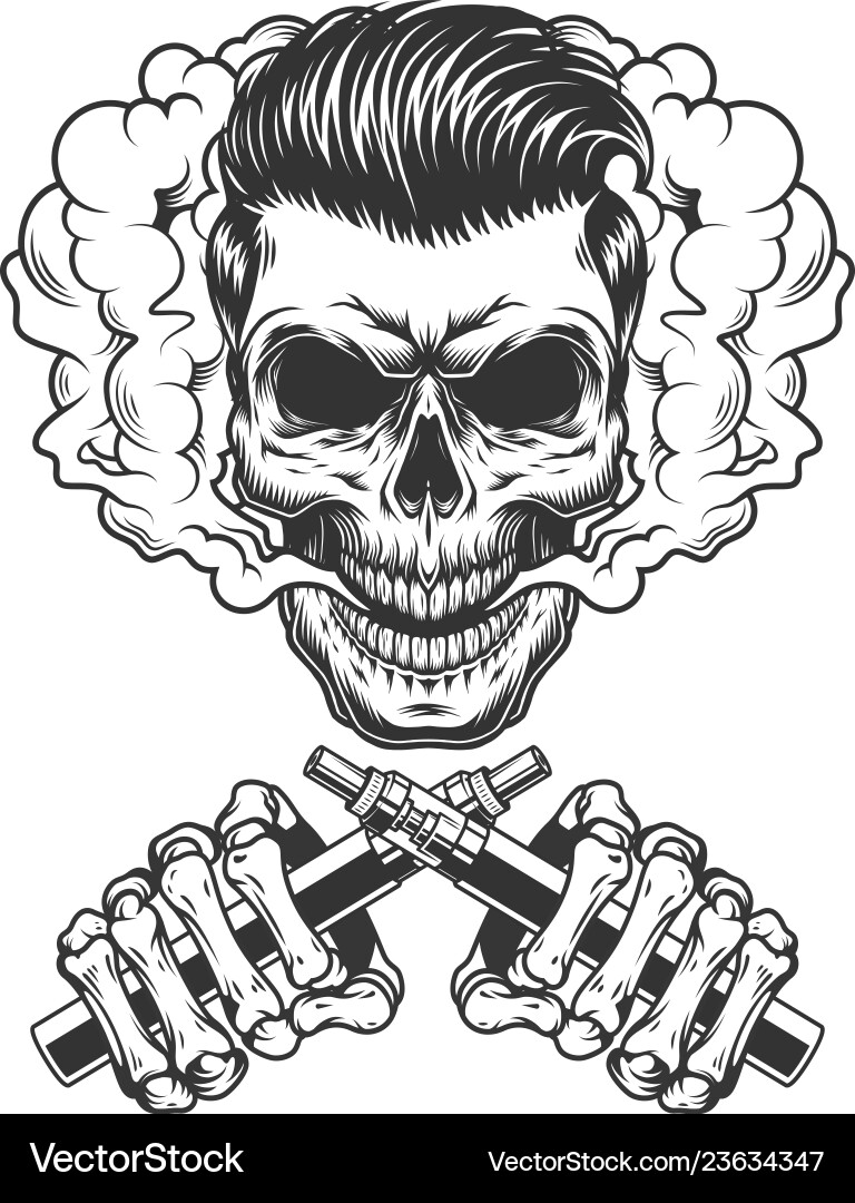 Hipster Vaping Skull Vector Image