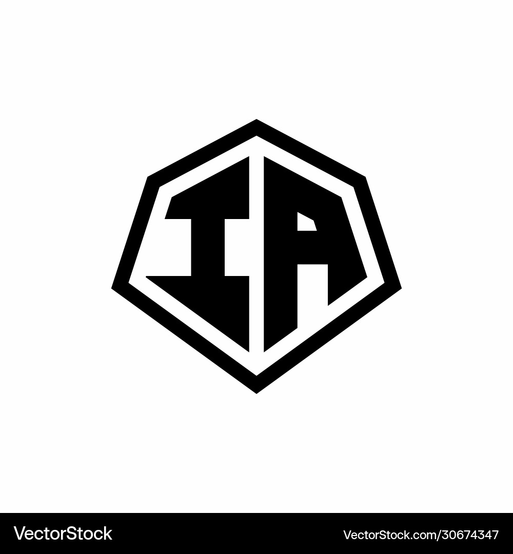 Ia monogram logo with hexagon shape and line Ia monogram logo with hexagon shape and line Vector Image