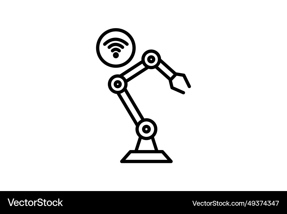 Intelligent robotics icon robot arm with wifi Intelligent robotics icon robot arm with wifi vector image