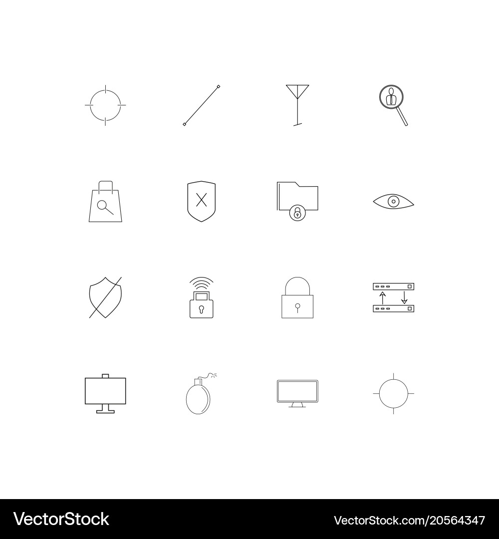 Internet security simple linear icons set vector image