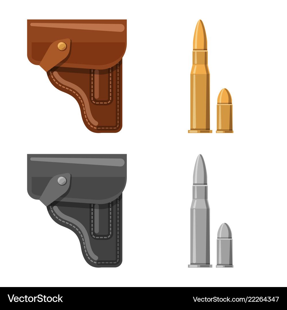 Isolated object of weapon and gun icon collection vector image