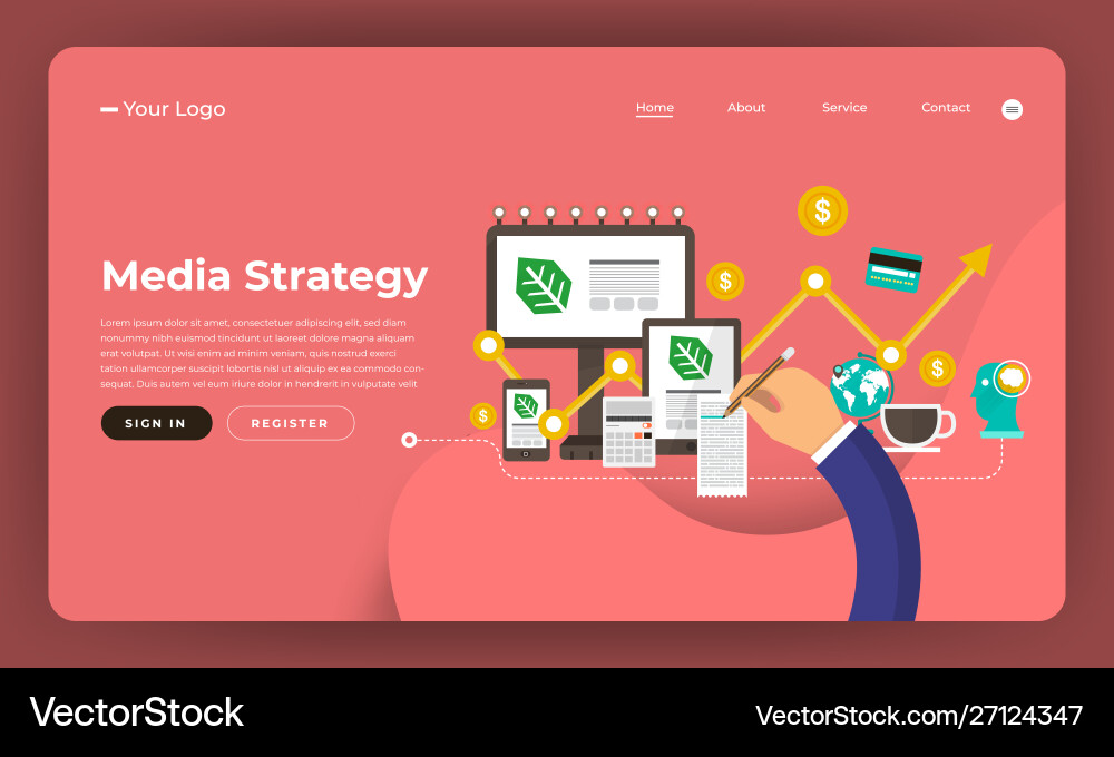 Mock-up design website flat concept vector image