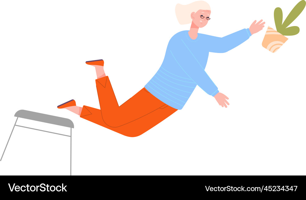 Old woman falling from chair dizzy senior Old woman falling from chair dizzy senior vector image