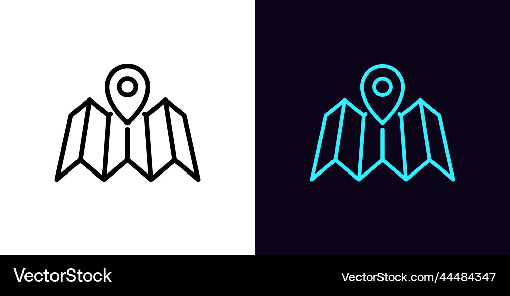 Outline map icon with editable stroke linear Vector Image