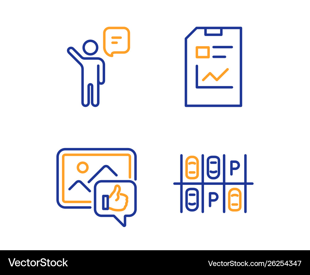 Report document agent and like photo icons set Report document agent and like photo icons set vector image