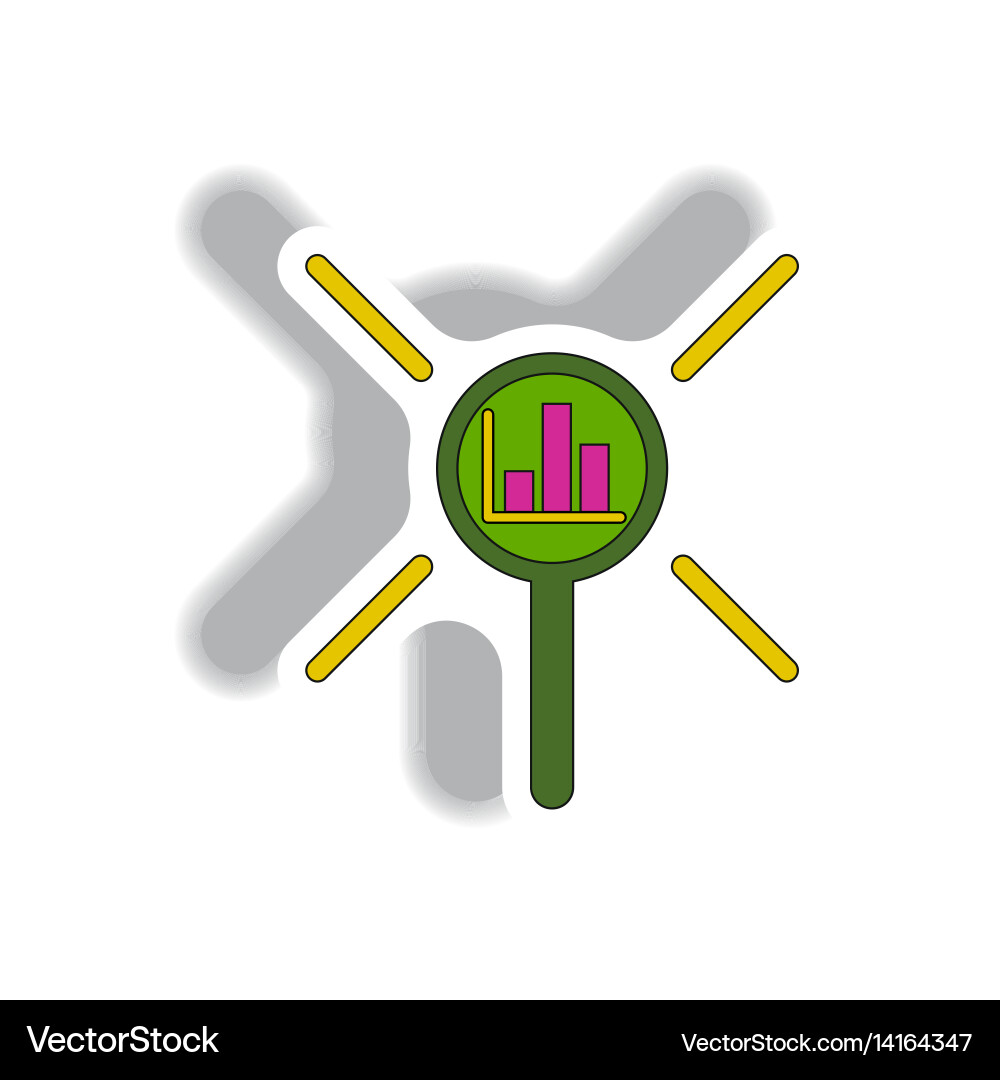 Statistic bar graph under magnifier Vector Image