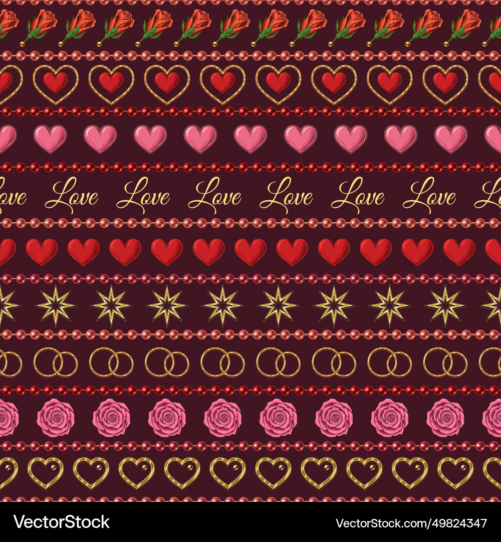 Valentines day pattern with holiday objects Valentines day pattern with holiday objects Vector Image