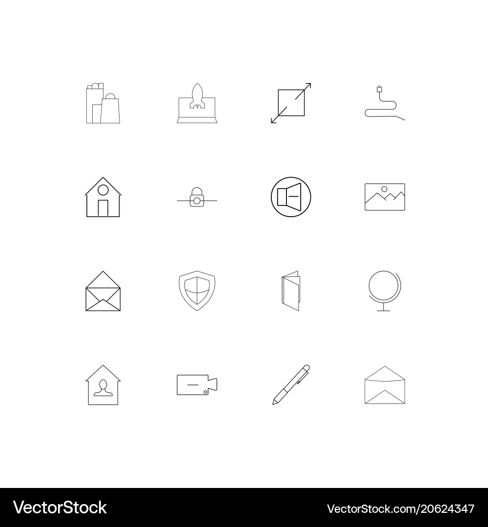 Web and text simple linear icons set outlined vector image