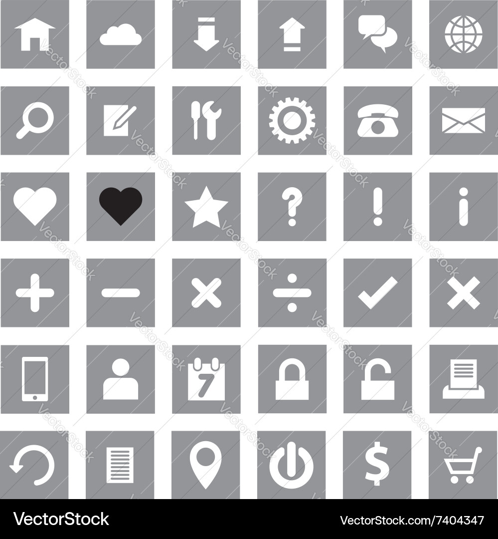 Web icon set flat style on gray rectangle vector image