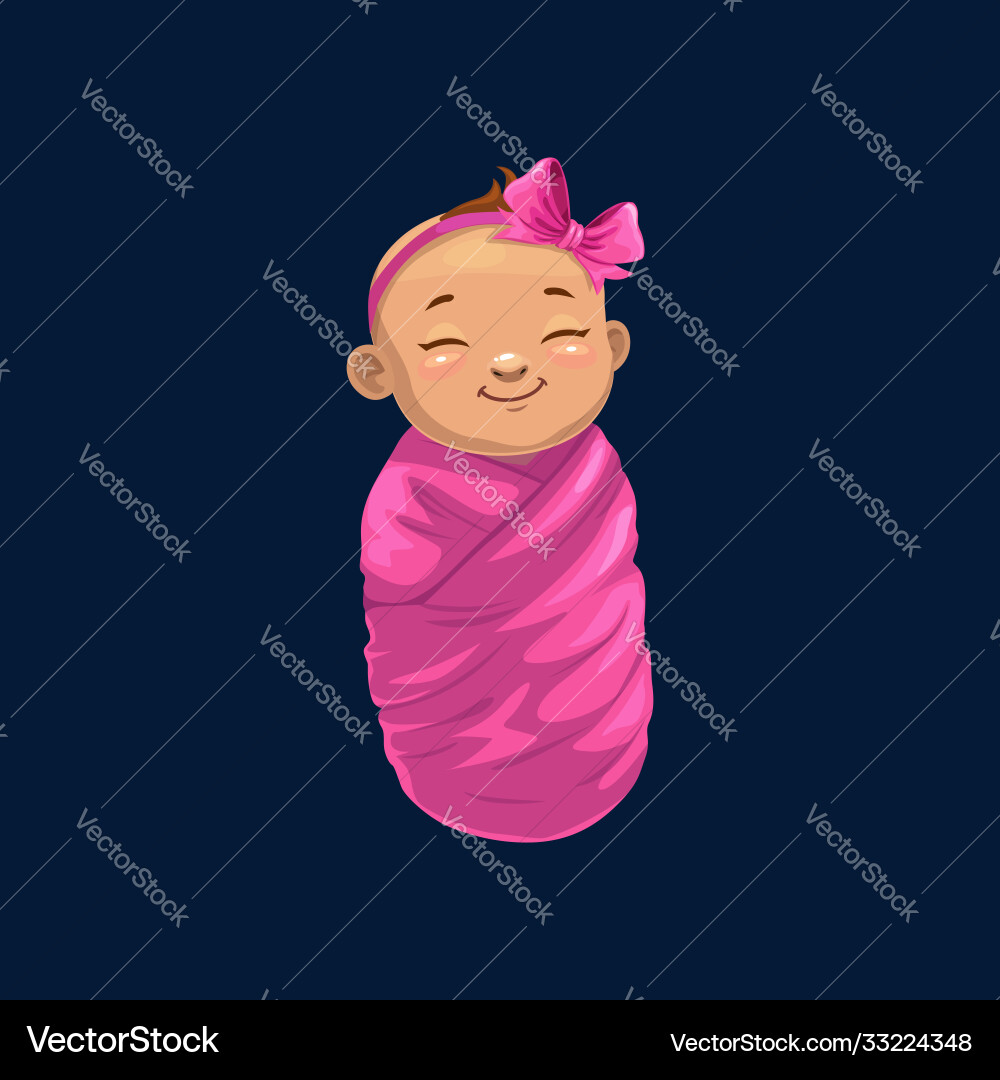 Baby girl in pink wrap isolated newborn child icon Baby girl in pink wrap isolated newborn child icon vector image