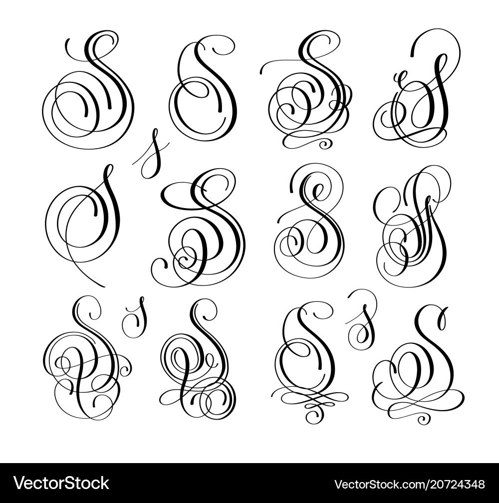 Calligraphic Script Letter Set vector image
