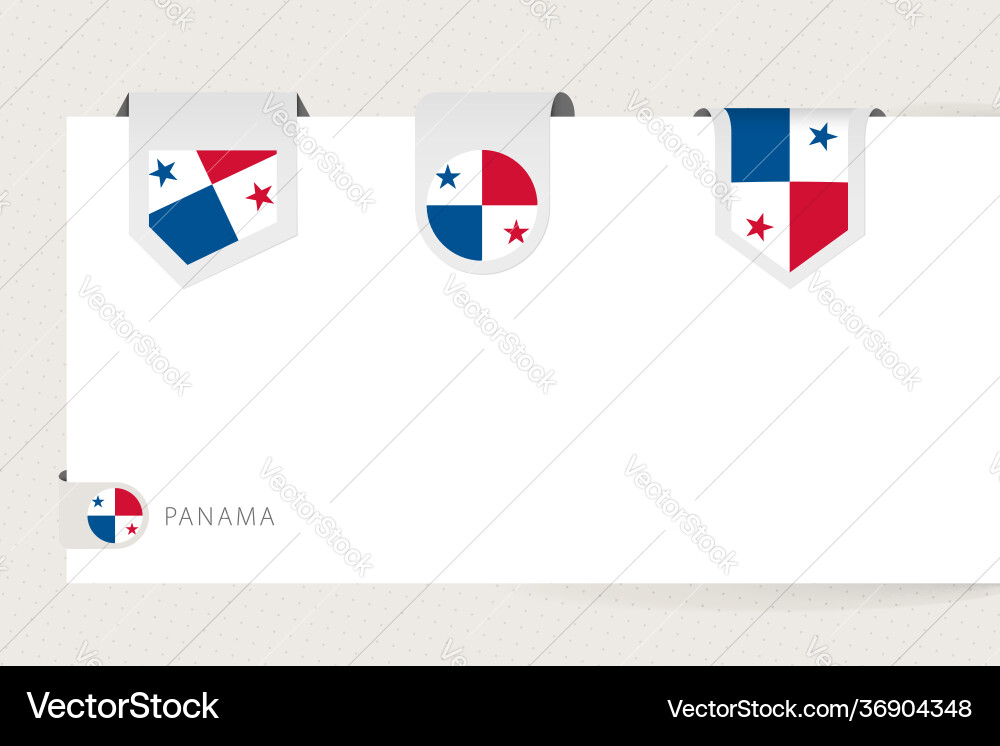Label flag collection panama in different Vector Image