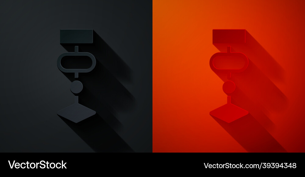 Paper cut algorithm icon isolated on black and red Paper cut algorithm icon isolated on black and red Vector Image