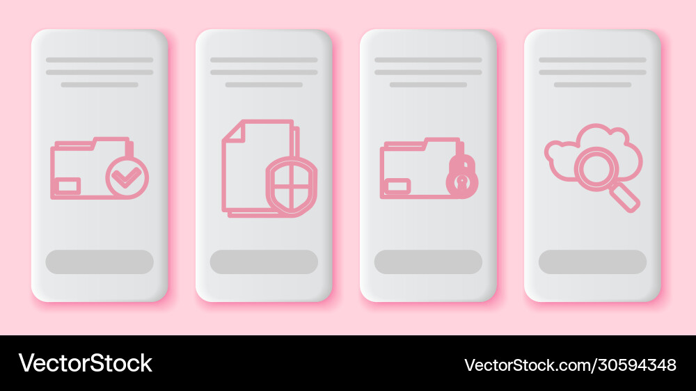 Set line document folder and check mark Set line document folder and check mark vector image