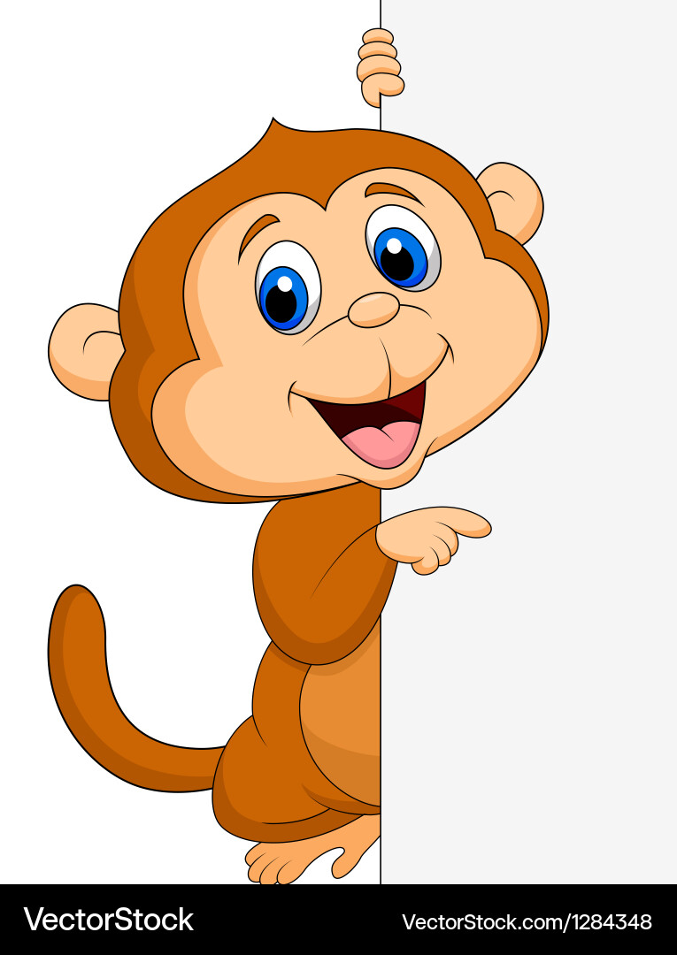 Smiling Monkey with Sign vector image