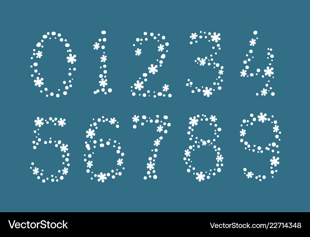 Snowflake numbers Snowflake numbers vector image