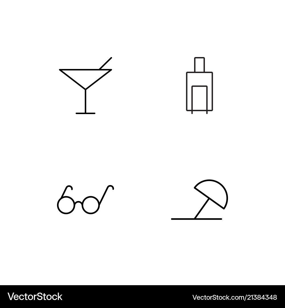 Summer linear icons set simple outline vector image