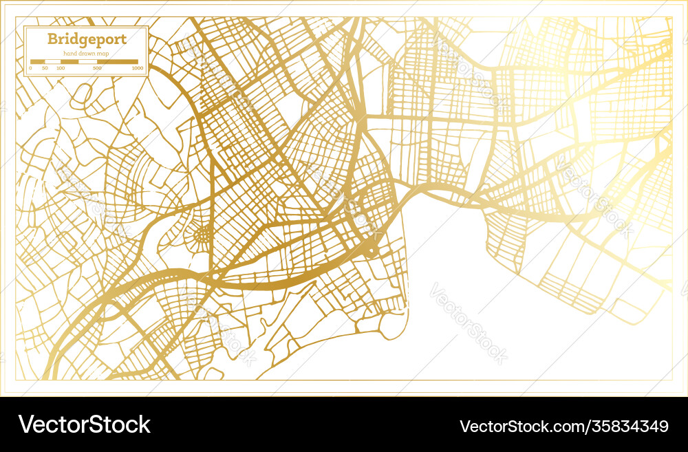 Bridgeport usa city map in retro style golden Bridgeport usa city map in retro style golden vector image