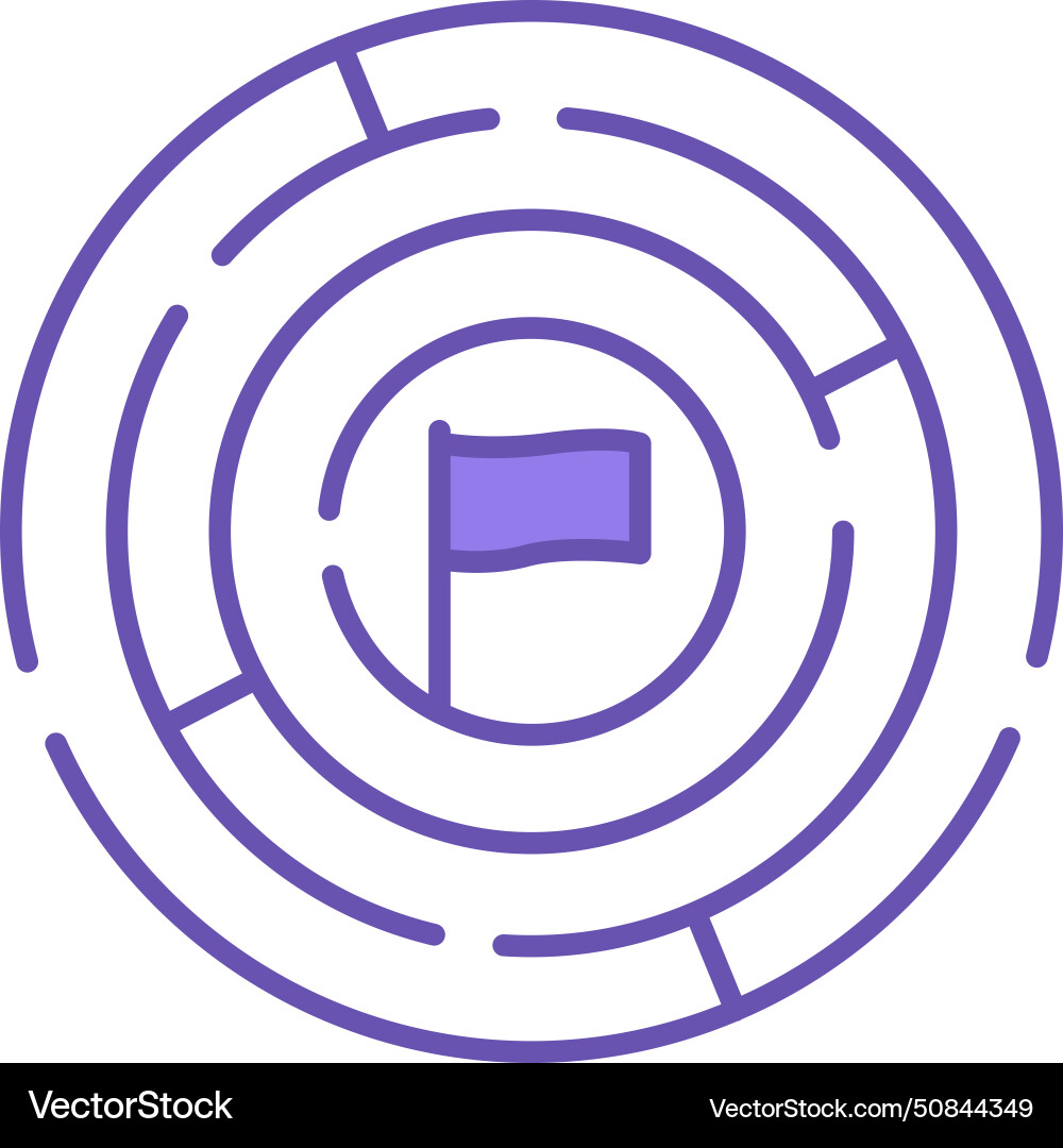 Challenge color icon of round labyrinth Vector Image