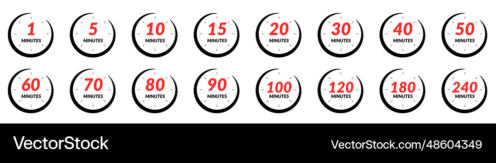 Clock icon with 5 15 and 30-minute timer marks vector image