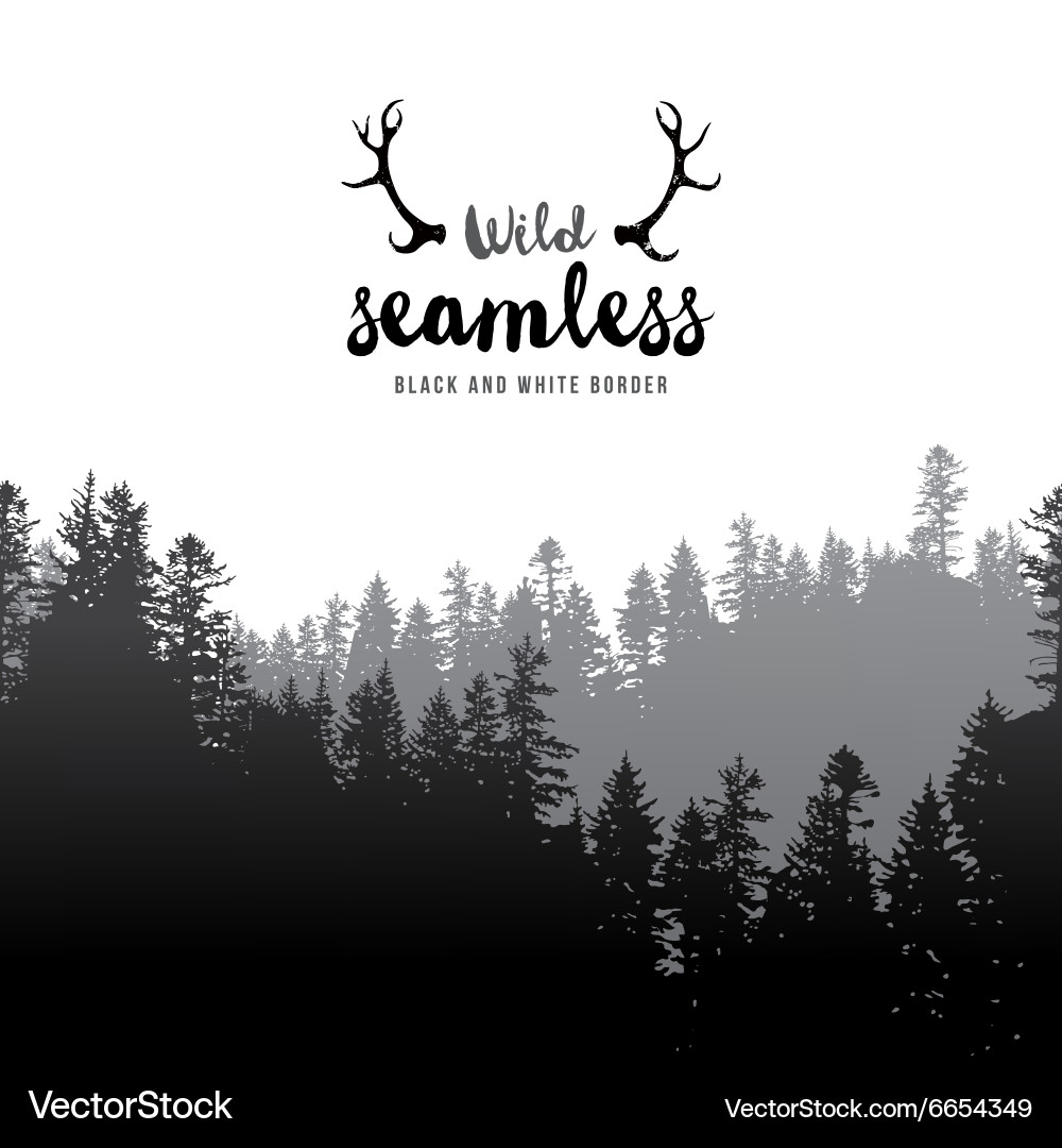 Coniferous Forest Border - Seamless Pattern vector image