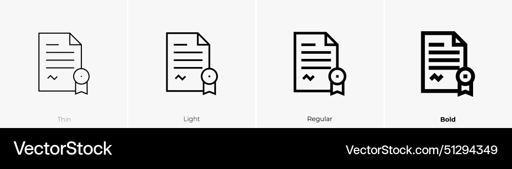 Document icon thin light regular and bold style Document icon thin light regular and bold style vector image