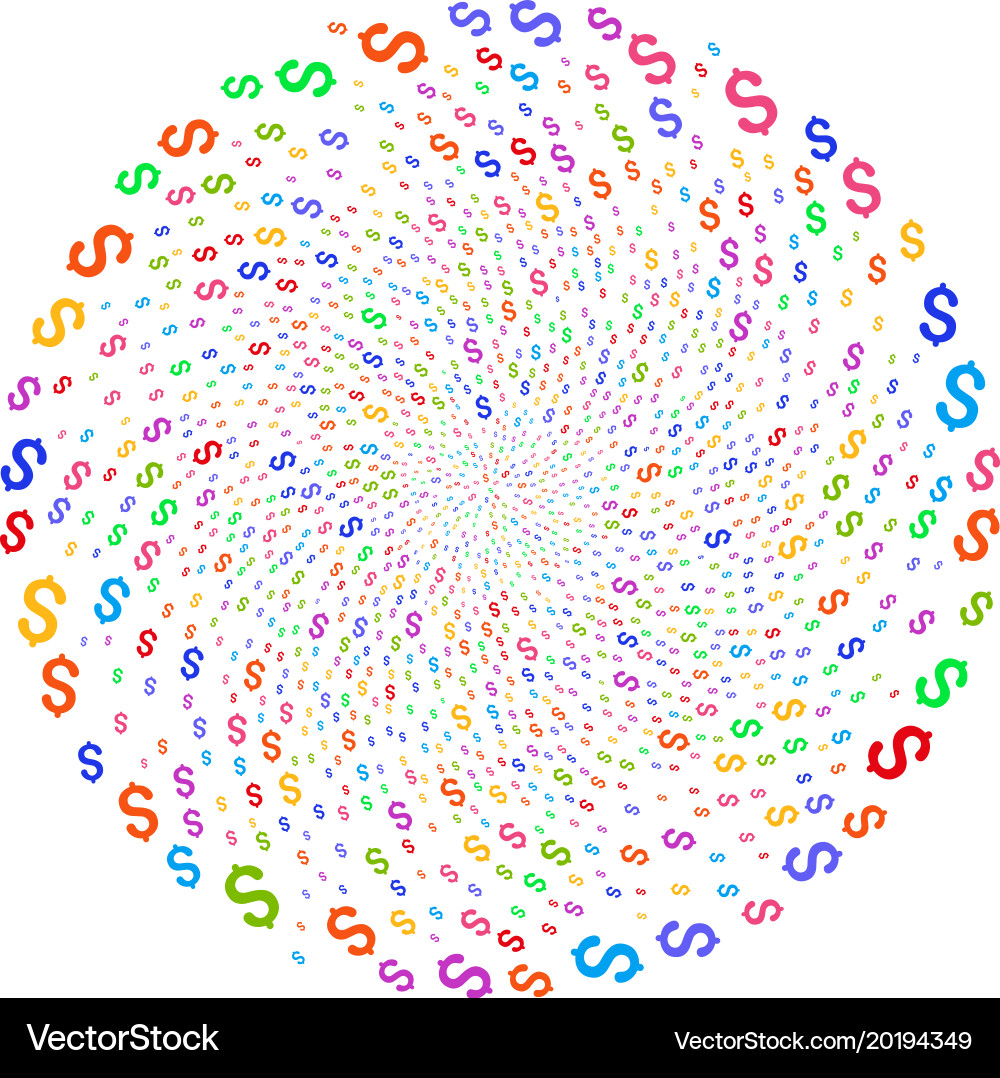 Dollar spiral exploding globula vector image