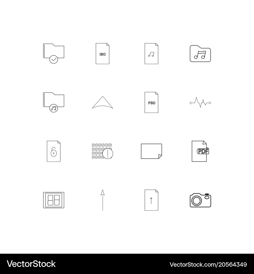 Files and folders sign simple linear icons set vector image