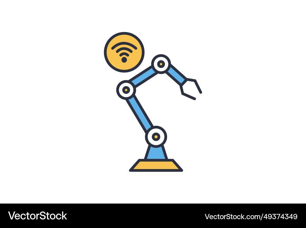 Intelligent robotics icon robot arm with wifi vector image