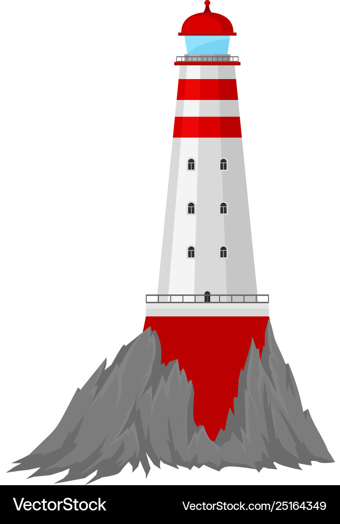 Lighthouse is surrounded cliffs Lighthouse is surrounded cliffs vector image