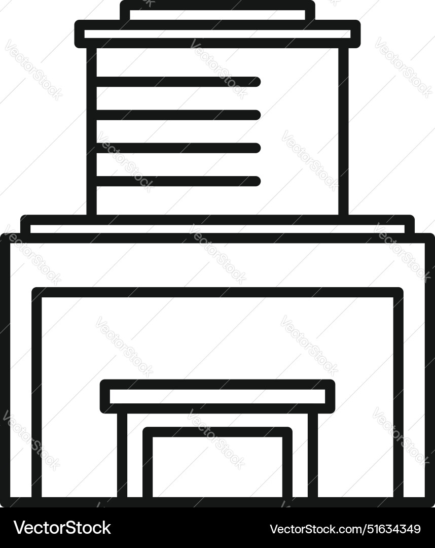 Modern building facade with bench in front Modern building facade with bench in front Vector Image