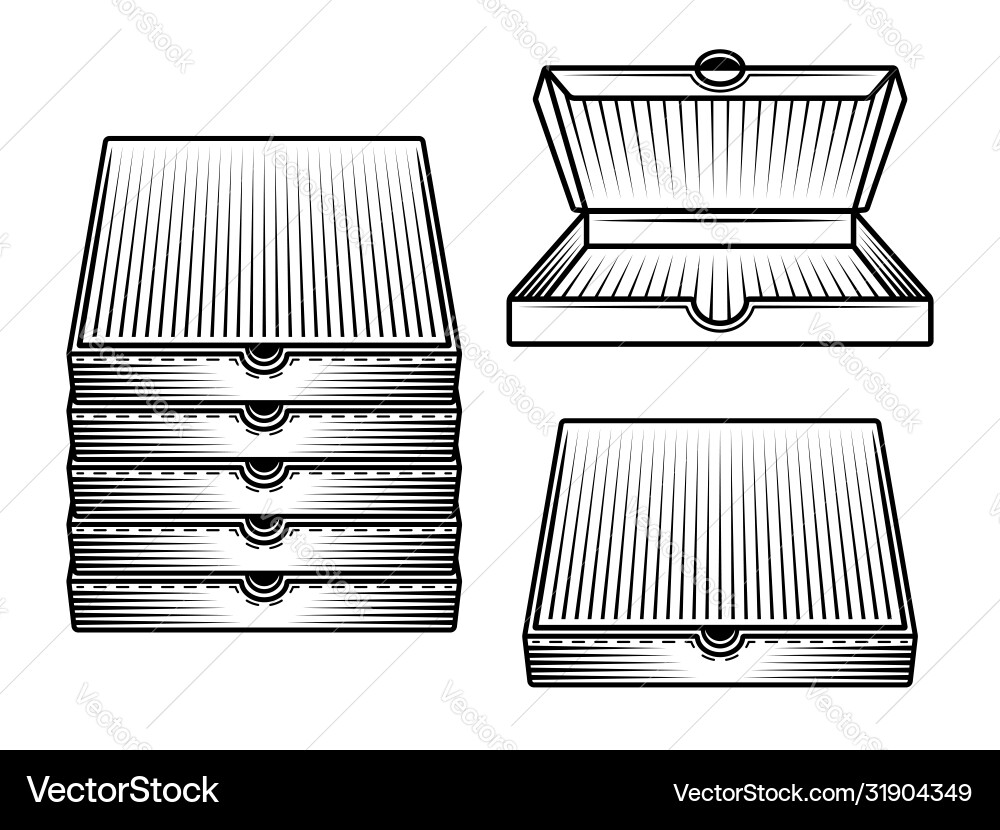 Set cardboard boxes for pizza objects Vector Image