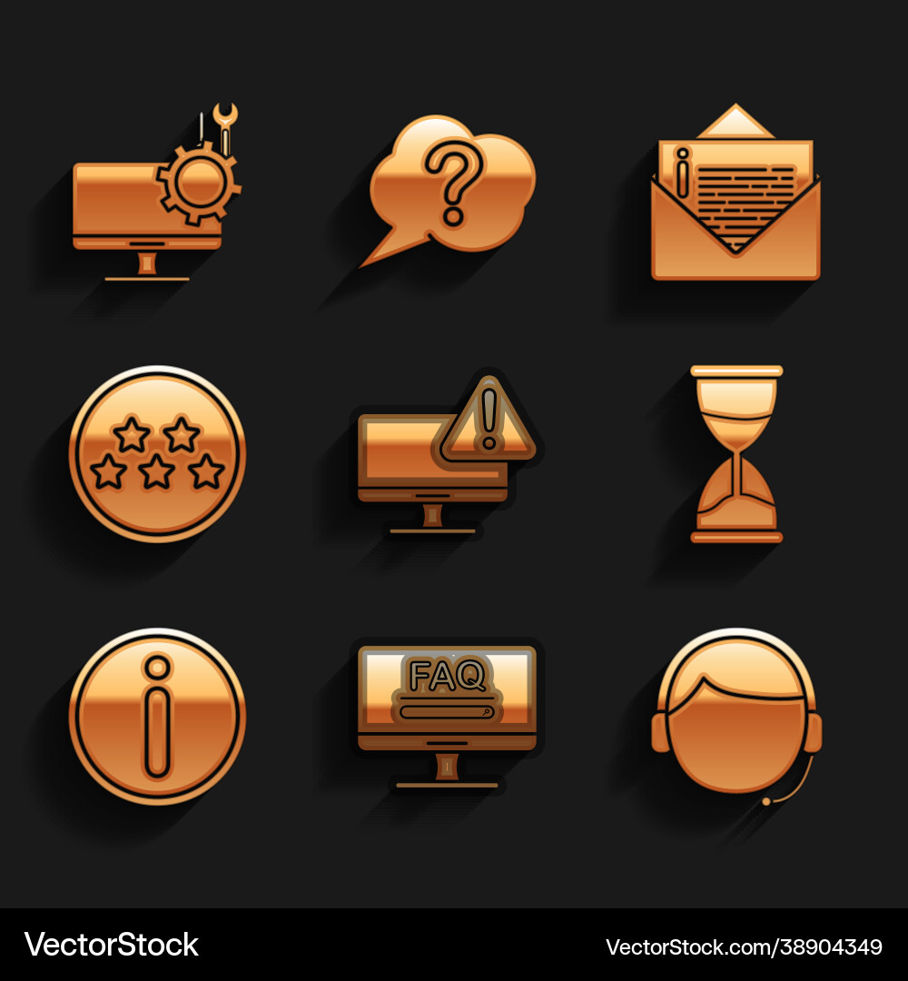 Set monitor with exclamation mark faq information Vector Image