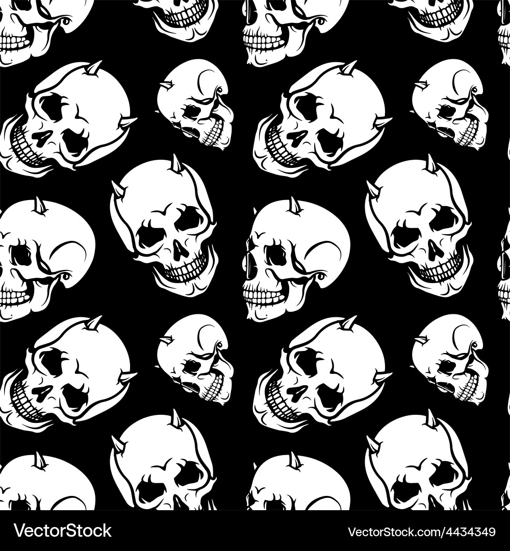 Skull Pattern Seamless Vector Image