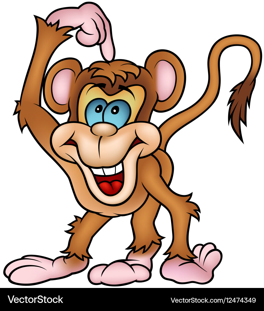 Smiling Monkey Pointing Up vector image