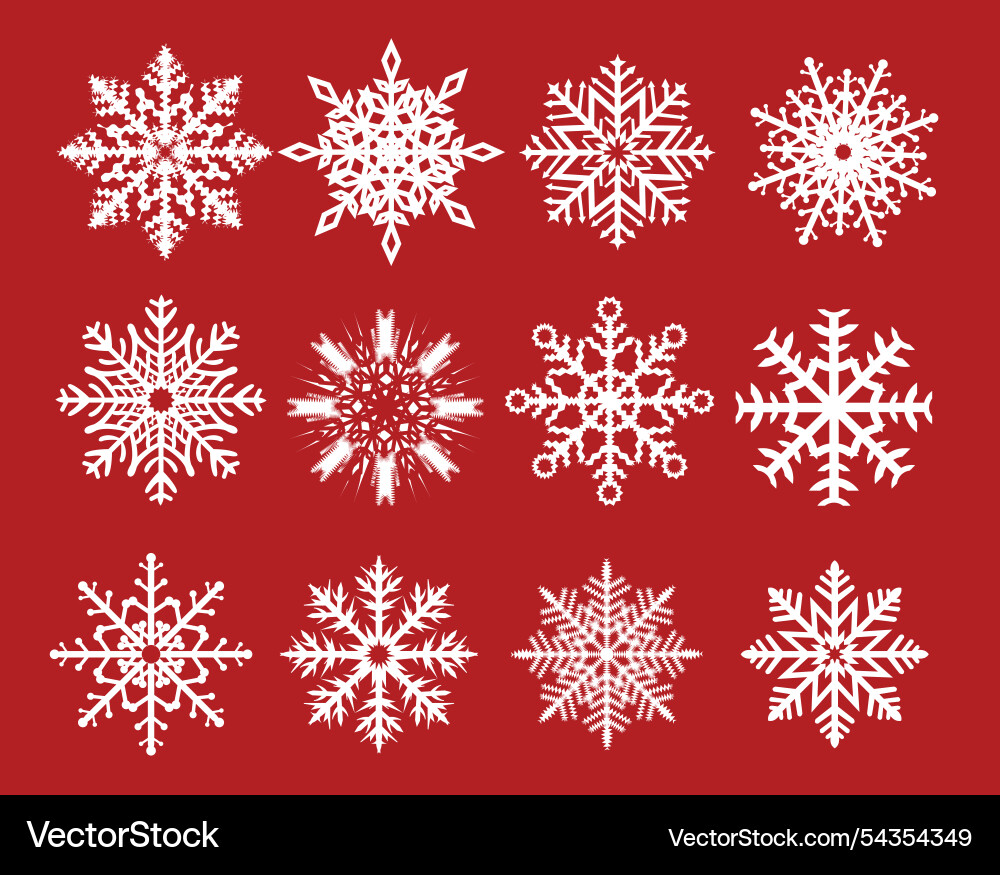 Snowflake set with red background Snowflake set with red background vector image