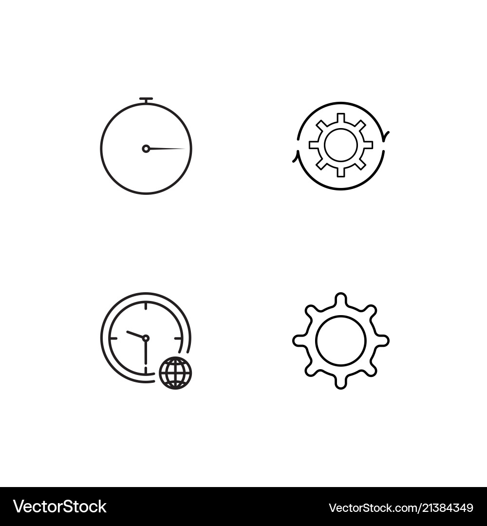 Time linear icons set simple outline vector image