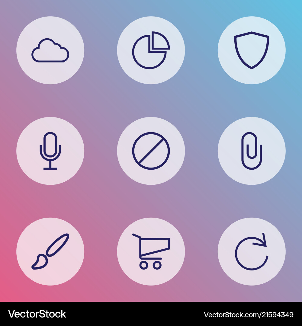 User icons line style set with shopping pie chart User icons line style set with shopping pie chart vector image