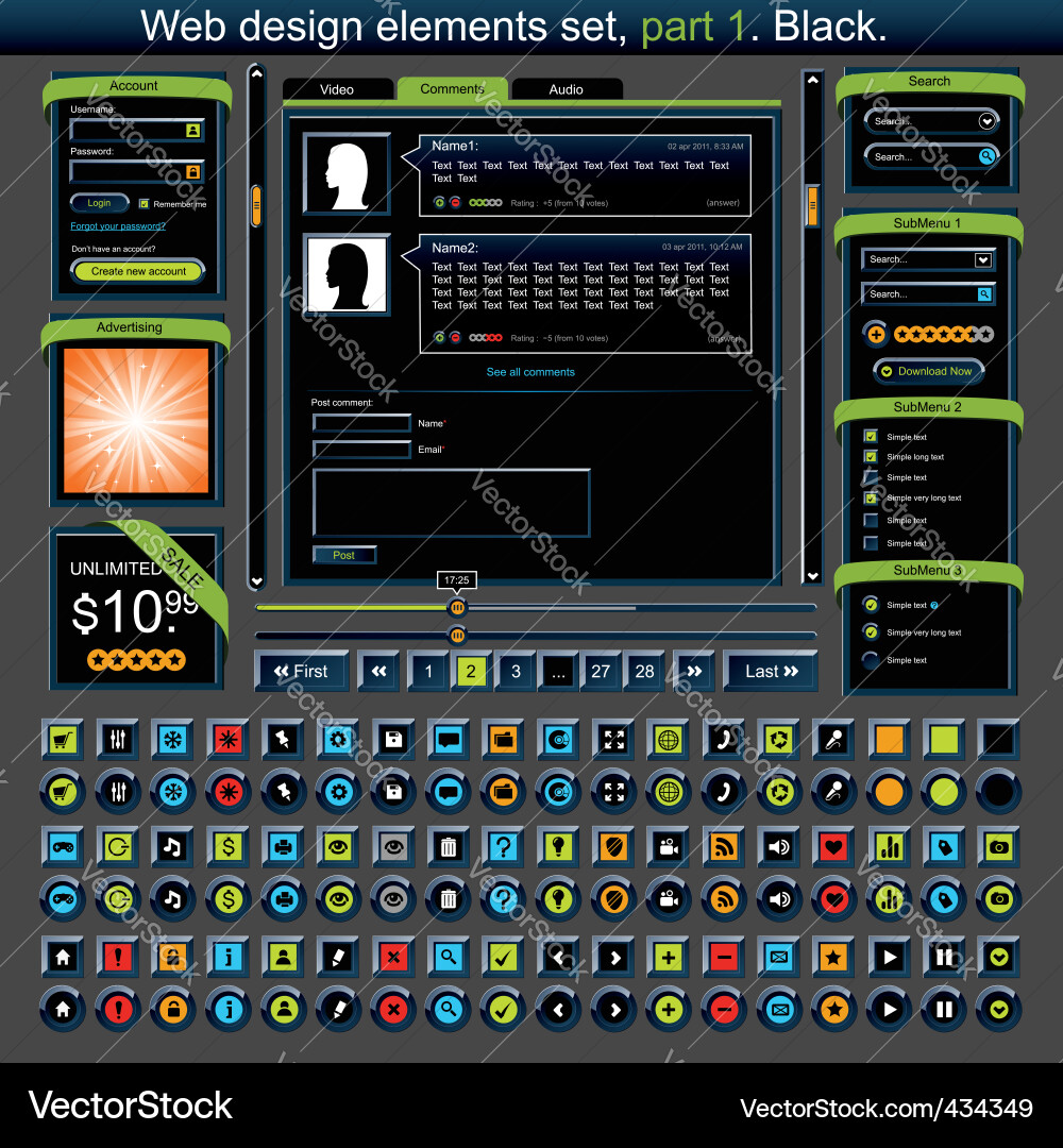 Web design elements set Vector Image
