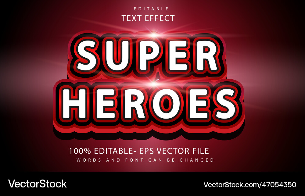 3d minimal word super heroes editable text effect 3d minimal word super heroes editable text effect vector image