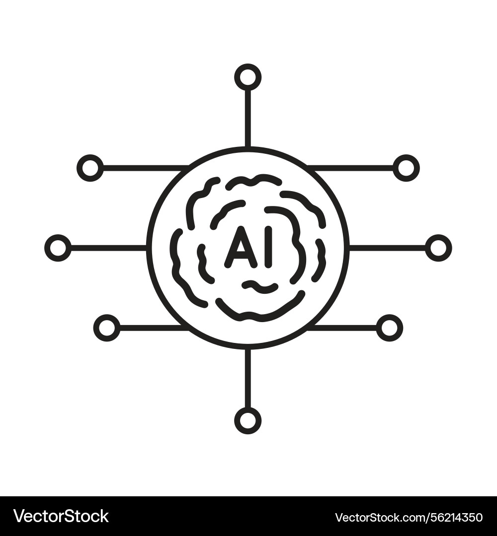 An ai icon in the abstract shape of a brain vector image