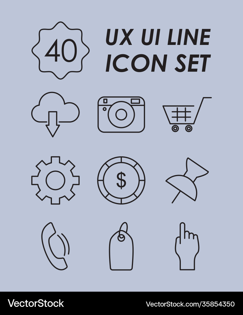 Cloud storage and ux ui line icon set style Cloud storage and ux ui line icon set style vector image