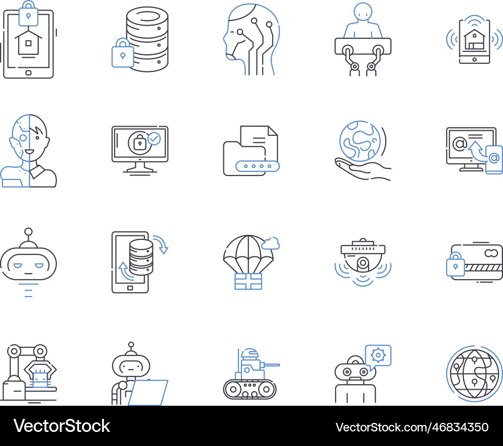Computer science line icons collection algorithm vector image