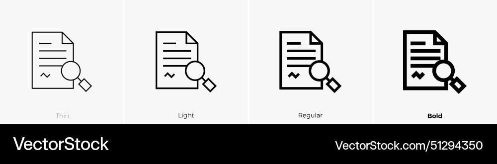 Document icon thin light regular and bold style Document icon thin light regular and bold style vector image